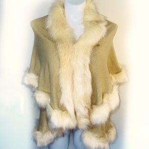 Faux fur  sweater cape shawl